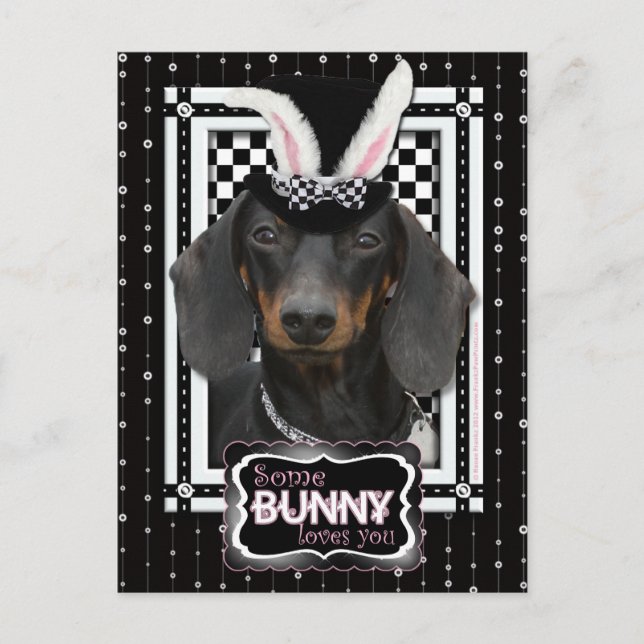 Easter - Some Bunny Loves You - Dachshund Holiday Postcard (Front)