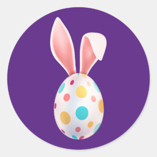 " EASTER" SPECKLED EGG & BUNNY EARS  CLASSIC ROUND CLASSIC ROUND STICKER