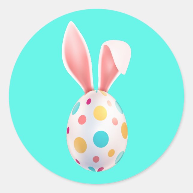 " EASTER" SPECKLED EGG & BUNNY EARS  CLASSIC ROUND CLASSIC ROUND STICKER (Front)