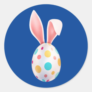" EASTER" SPECKLED EGG & BUNNY EARS  CLASSIC ROUND CLASSIC ROUND STICKER