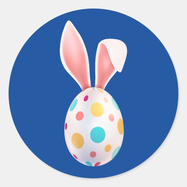 " EASTER" SPECKLED EGG & BUNNY EARS  CLASSIC ROUND CLASSIC ROUND STICKER (Front)