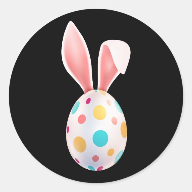 " EASTER" SPECKLED EGG & BUNNY EARS  CLASSIC ROUND STICKER (Front)