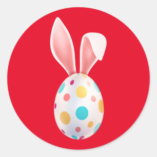 " EASTER" SPECKLED EGG & BUNNY EARS  CLASSIC ROUND STICKER