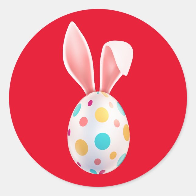 " EASTER" SPECKLED EGG & BUNNY EARS  CLASSIC ROUND STICKER (Front)