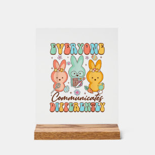 Easter Speech Therapy SLP Everyone Communicates Di Acrylic Sign