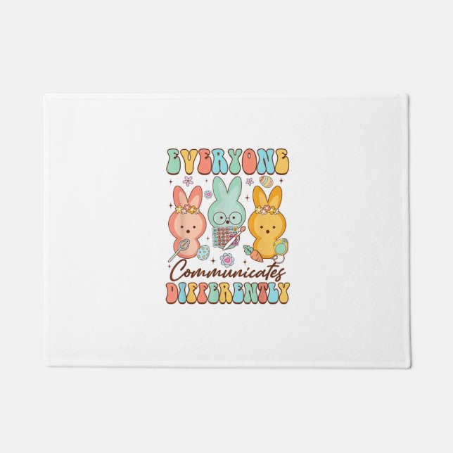 Easter Speech Therapy SLP Everyone Communicates Di Doormat (Front)
