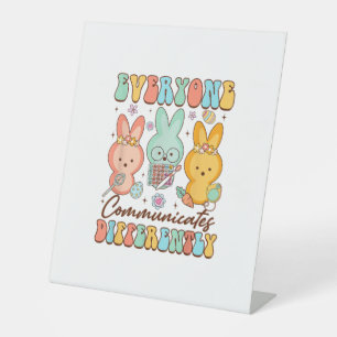 Easter Speech Therapy SLP Everyone Communicates Di Pedestal Sign