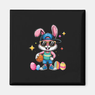 Easter Sport Happy Easter Bunny Playing Sketll Kid Magnet