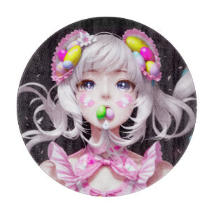 Easter/spring Anime girl  Cutting Board
