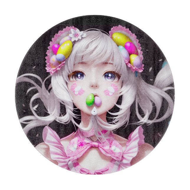 Easter/spring Anime girl  Cutting Board (Front)