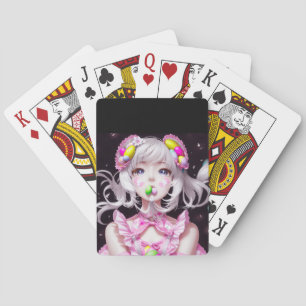 Easter/spring Anime girl  Playing Cards