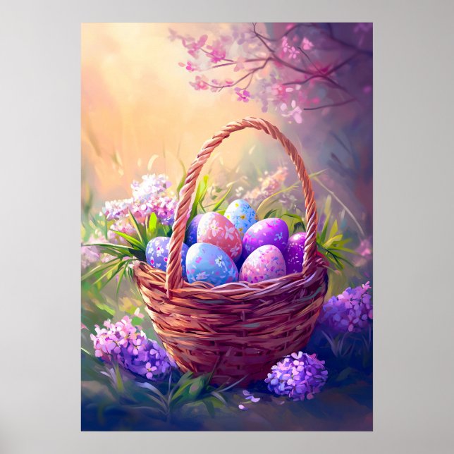 Easter Spring Basket Egg Hunt Wall Art (Front)