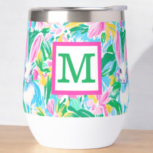 Easter Spring Bunnies Flowers Preppy Monogram