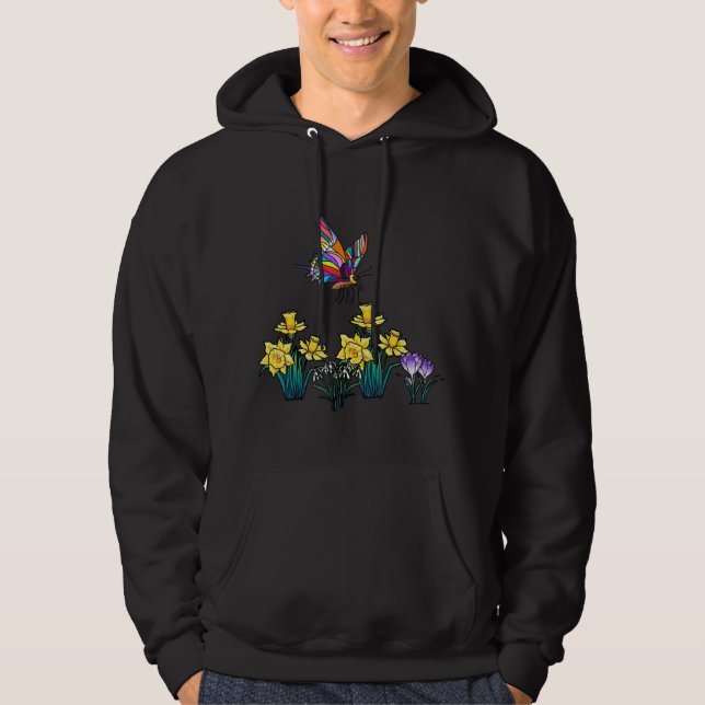 Easter Spring Daffodil Crocus Butterfly Children Hoodie (Front)