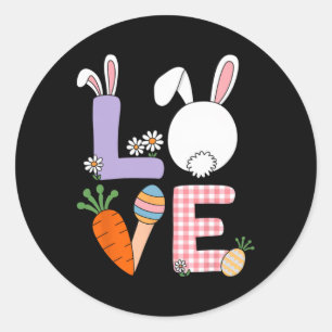 Easter Spring Love Bunny Ears Classic Round Sticker