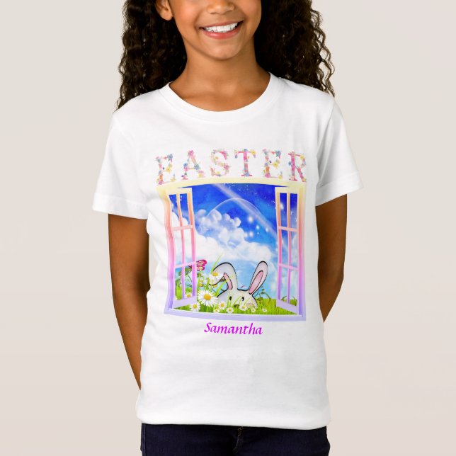 Easter Spring Meadow Window Personalized T-Shirt (Front)