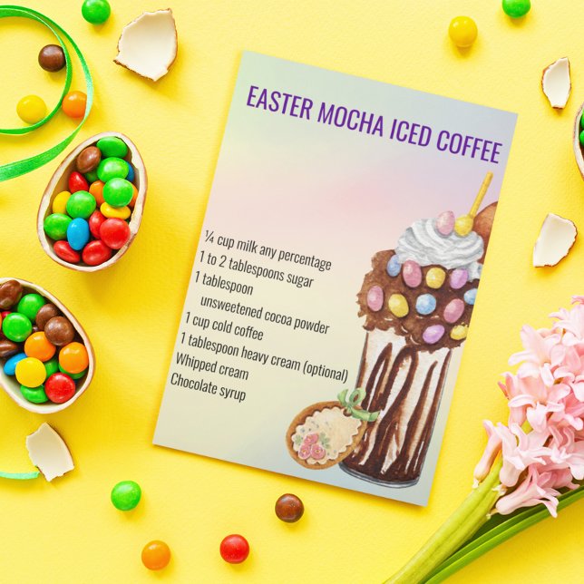 Easter Spring Mocha Coffee Drink Recipe  Postcard (Creator Uploaded)