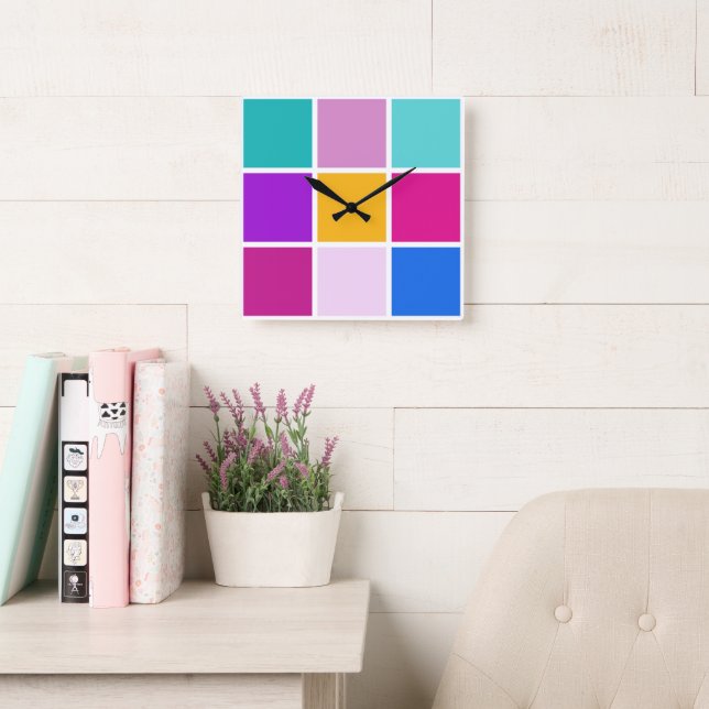 Easter Spring Time Squares Square Wall Clock (Reading Room)