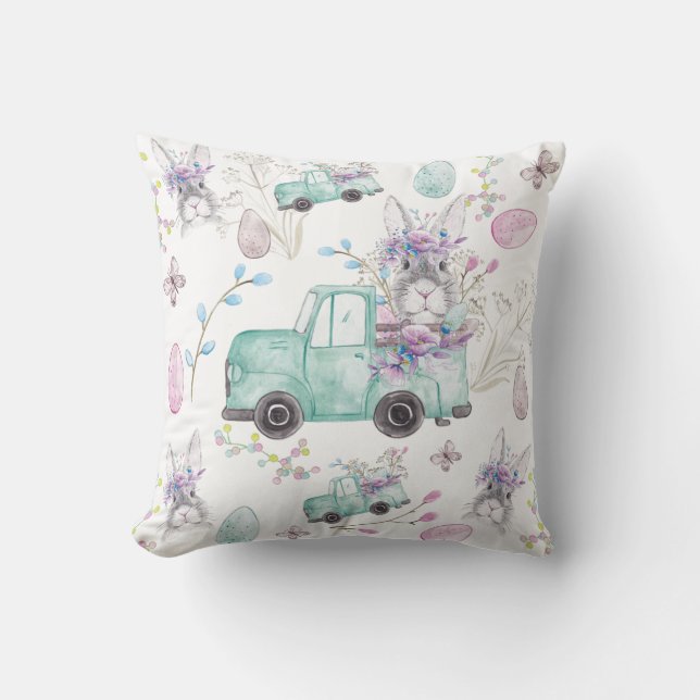 Easter Spring Watercolor Design Cushion (Front)