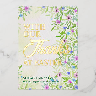 Easter Spring Wildflowers Thanks Easter Business Foil Holiday Card