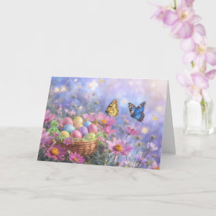 Easter Spring with Flowers Eggs Garden Card