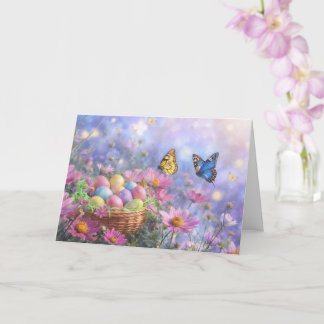 Easter Spring with Flowers Eggs Garden  Card