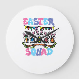 Easter Squad Bunnies Family Matching Men Women Kid Large Clock