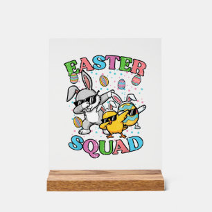 Easter Squad Bunny Egg Chick Dab Crew Matching Men Acrylic Sign