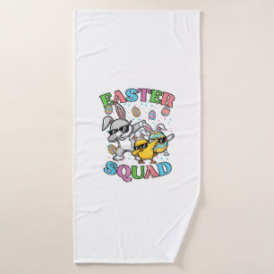 Easter Squad Bunny Egg Chick Dab Crew Matching Men Bath Towel