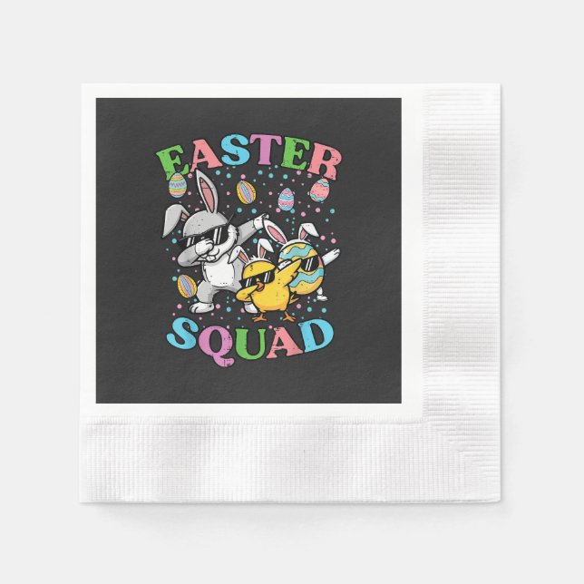 Easter Squad Bunny Egg Chick Dab Crew Matching Napkin (Front)