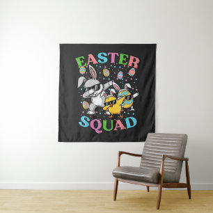 Easter Squad Bunny Egg Chick Dab Crew Matching Tapestry