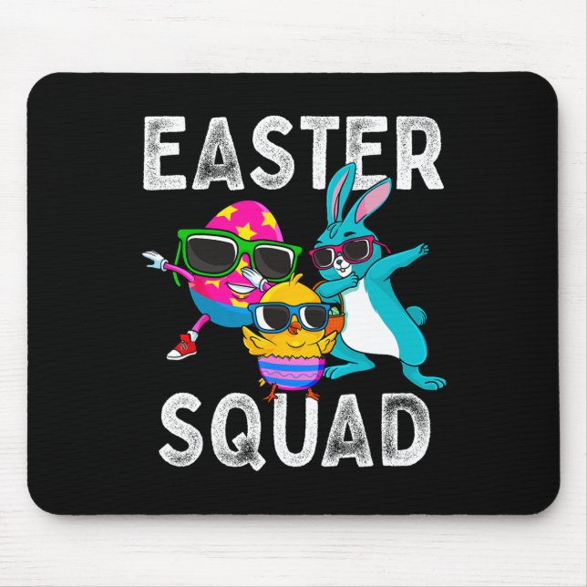 Easter Squad Dabbing Bunny Chick Egg Hunting Match Mouse Mat (Front)