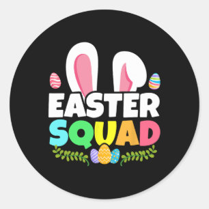 Easter Squad Family Matching Bunny Ears Egg Huntin Classic Round Sticker