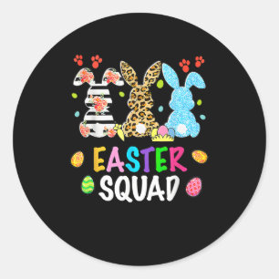 Easter Squad Leopard Happy Easter Day Bunny Rabbit Classic Round Sticker