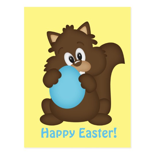 Easter squirrel Holiday greeting postcard