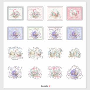 Easter Stickers Bunnies and Baskets Cute 