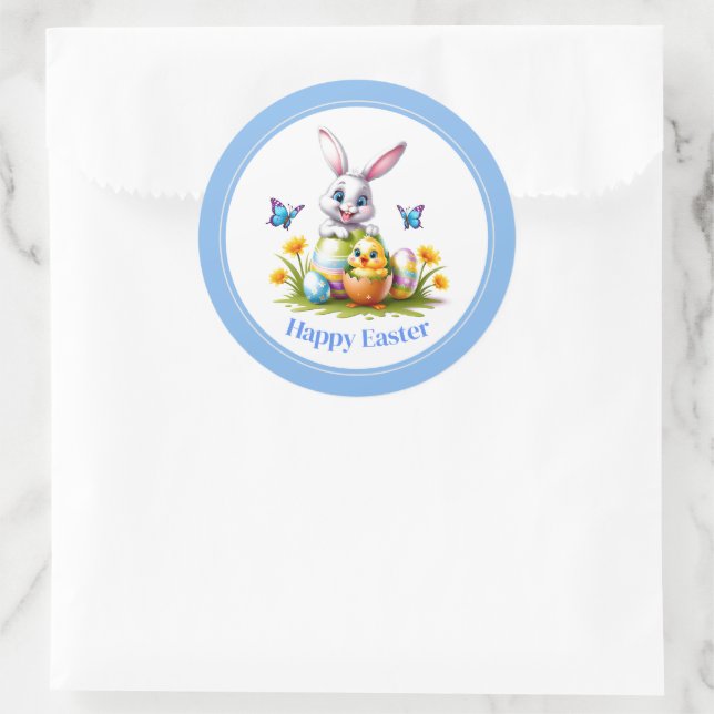 Easter Stickers-Bunny Classic Round Sticker (Bag)