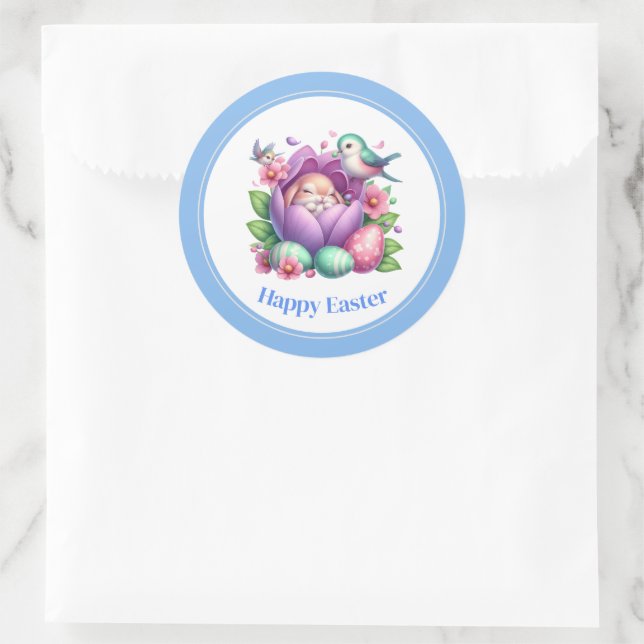 Easter Stickers-Bunny Classic Round Sticker (Bag)