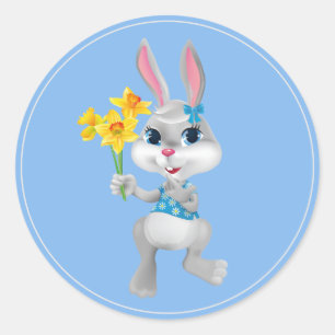 Easter Stickers-Bunny Classic Round Sticker
