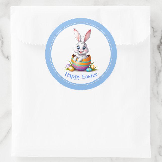 Easter Stickers-Bunny Classic Round Sticker (Bag)