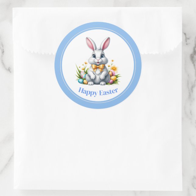Easter Stickers-Bunny Classic Round Sticker (Bag)