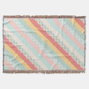 Easter Stripes in Bunnies and Eggs Throw Blanket