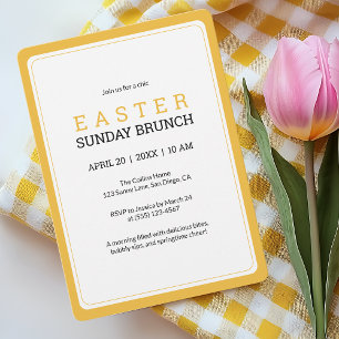 Easter Sunday Brunch Modern Yellow Elegant Floral Invitation