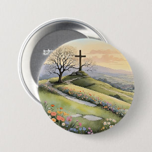 Easter sunrise art illustration 7.5 cm round badge