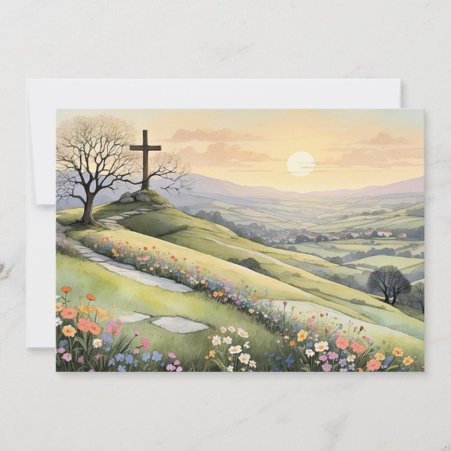 Easter sunrise art illustration holiday card (Front)