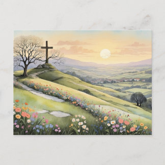 Easter sunrise art illustration holiday postcard