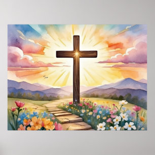 Easter Sunrise, watercolor art, Poster