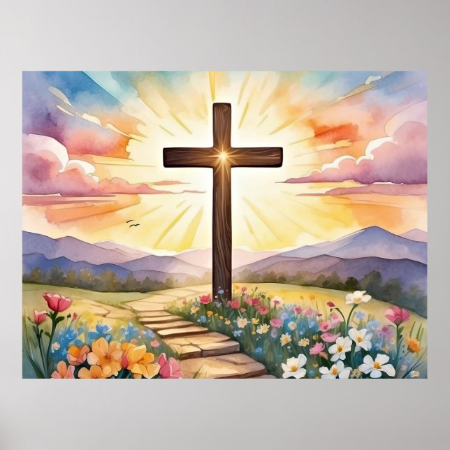 Easter Sunrise, watercolor art, Poster (Front)