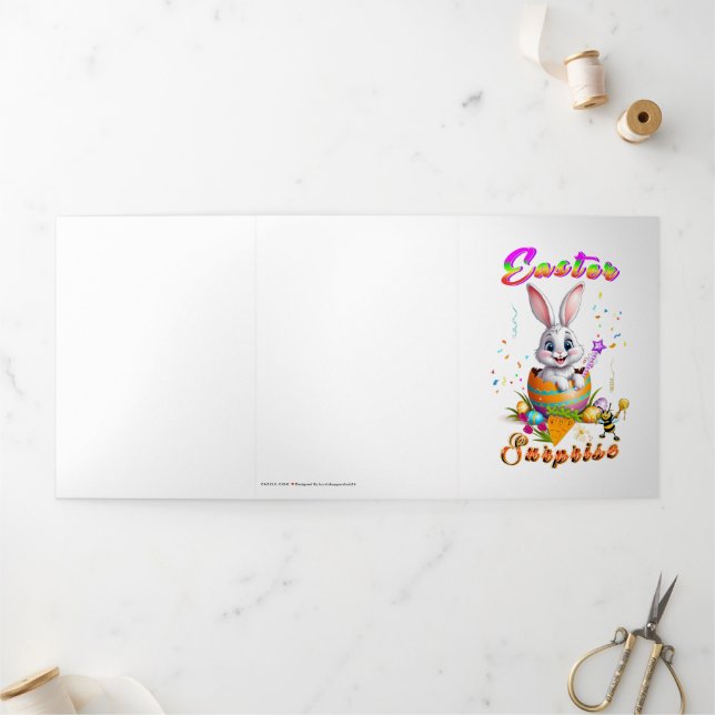 Easter Surprise Tri-Fold Holiday Card (Outside)