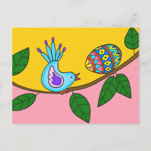 Easter Surprise Ukrainian Folk Art Holiday Postcard
